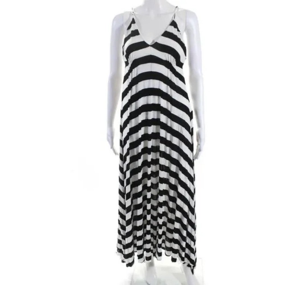 RARE A.L.C. Womens Striped Chevron Maxi Dress White Black Size Extra Small 2011 - Picture 5 of 13